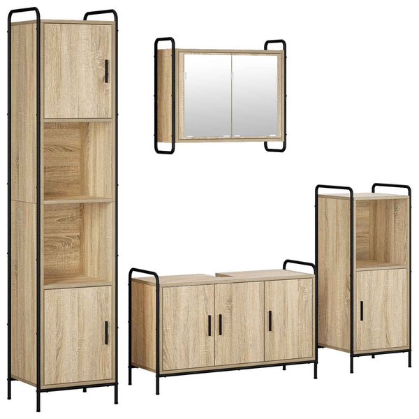 Kylpyhuoneen kaappisetti 4 kpl Sonoma-tammi 40 x 36 x 181 cm