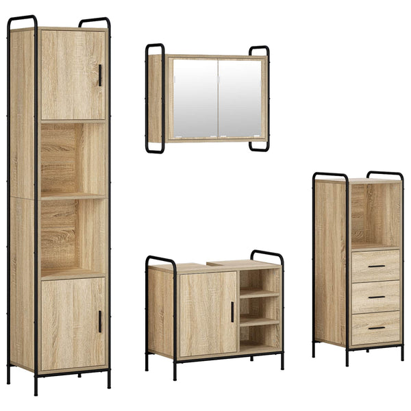 Kylpyhuoneen kaappisetti 4 kpl Sonoma-tammi 40 x 36 x 181 cm