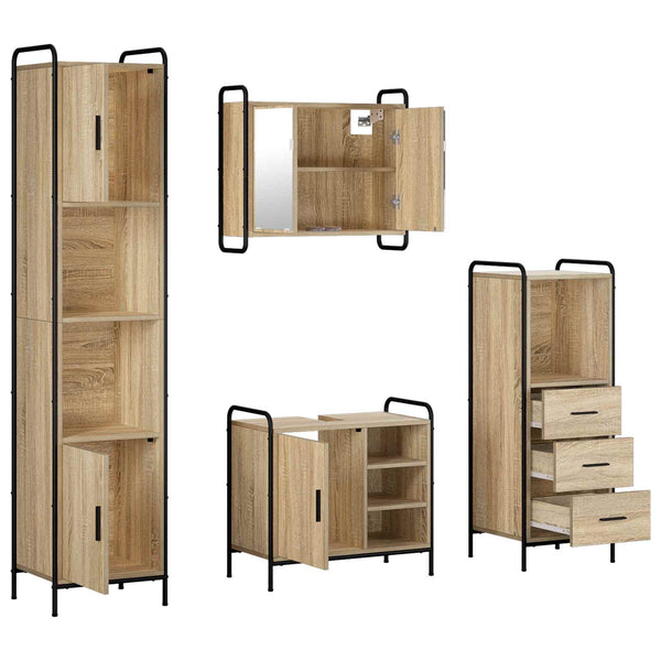 Kylpyhuoneen kaappisetti 4 kpl Sonoma-tammi 40 x 36 x 181 cm