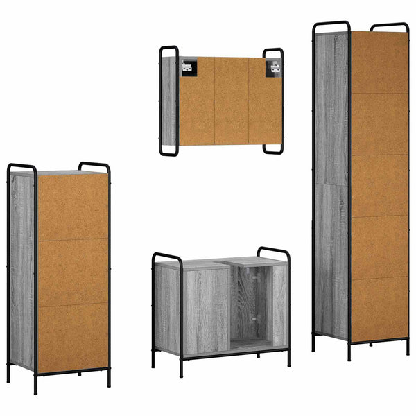 Kylpyhuoneen kaappisetti 4 kpl Harmaa Sonoma 40 x 36 x 181 cm