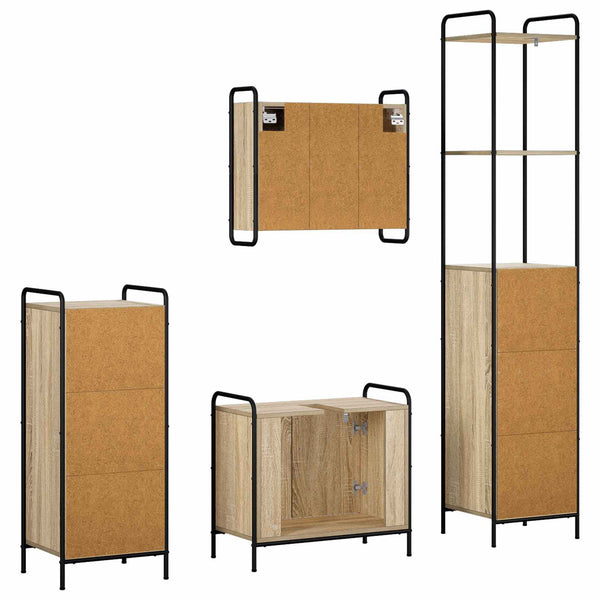 Kylpyhuoneen kaappisetti 4 kpl Sonoma-tammi 40 x 36 x 200,5 cm