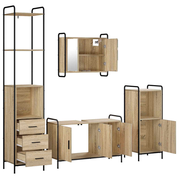 Kylpyhuoneen kaappisetti 4 kpl Sonoma-tammi 40 x 36 x 200,5 cm