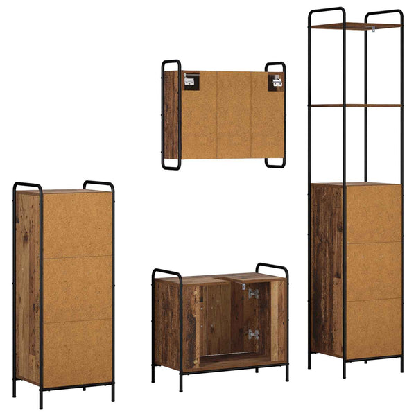 Kylpyhuoneen kaappisetti 4 kpl Vanha puu 40 x 36 x 200,5 cm