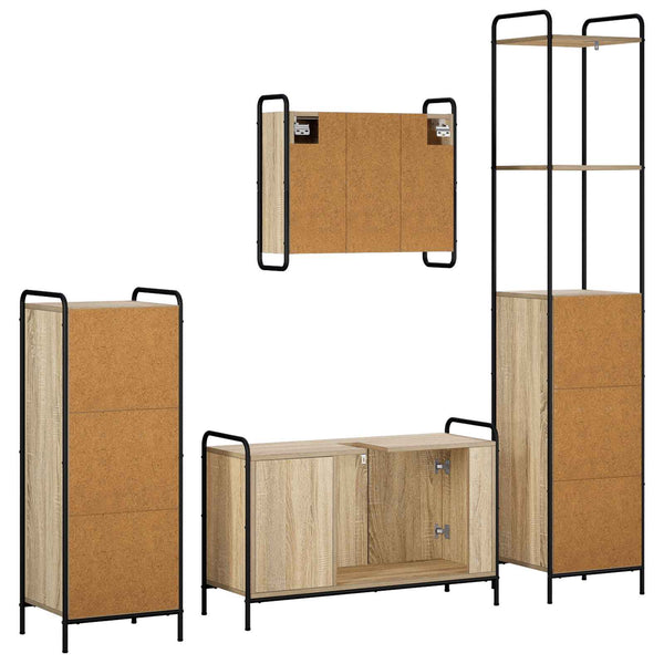 Kylpyhuoneen kaappisetti 4 kpl Sonoma-tammi 40 x 36 x 200,5 cm