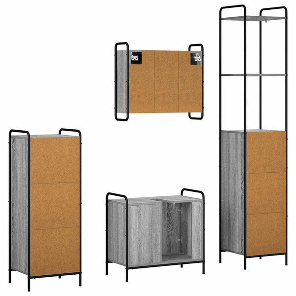 Kylpyhuoneen kaappisetti 4 kpl Harmaa Sonoma 40 x 36 x 200,5 cm