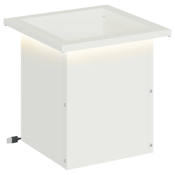 Puutarhan istutuslaatikko LED-valolla valkoinen 30 x 30 x 30 cm