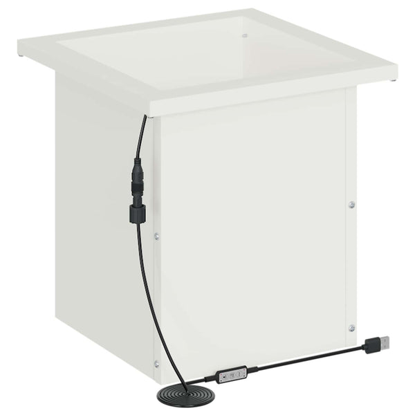 Puutarhan istutuslaatikko LED-valolla 2 kpl valkoinen