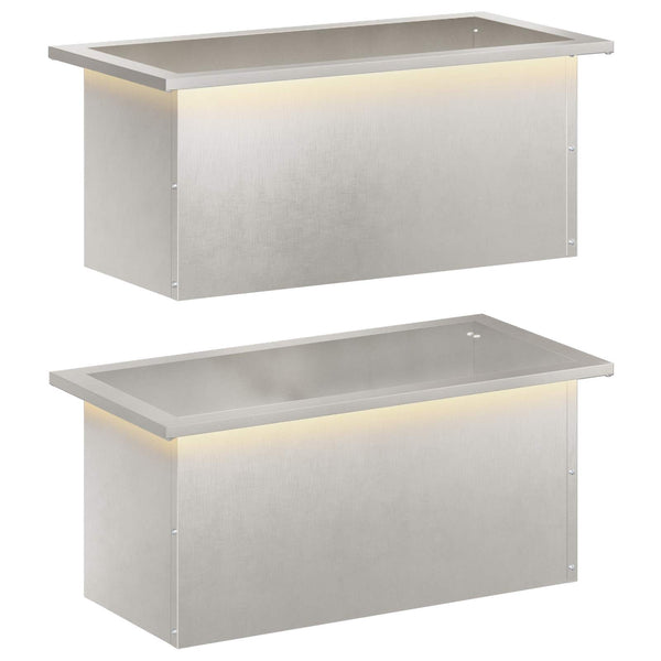 Puutarhan istutuslaatikko LED-valolla 2 kpl Hopea