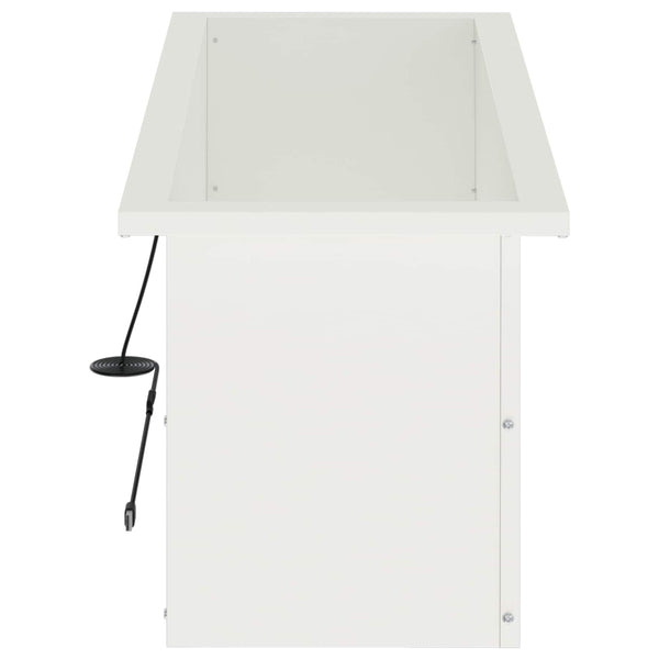 Puutarhan istutuslaatikko LED-valolla valkoinen 30 x 80 x 30 cm