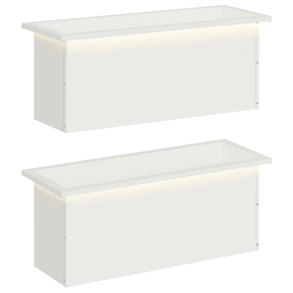 Puutarhan istutuslaatikko LED-valolla 2 kpl valkoinen