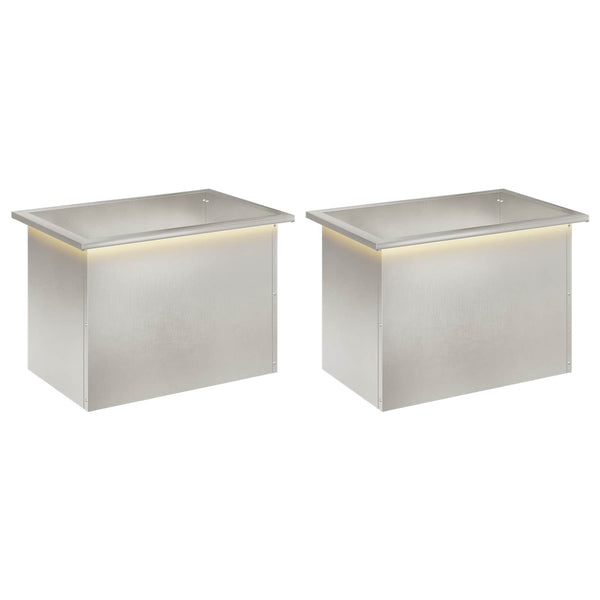 Puutarhan istutuslaatikko LED-valolla 2 kpl Hopea