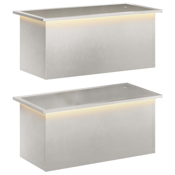 Puutarhan istutuslaatikko LED-valolla 2 kpl Hopea