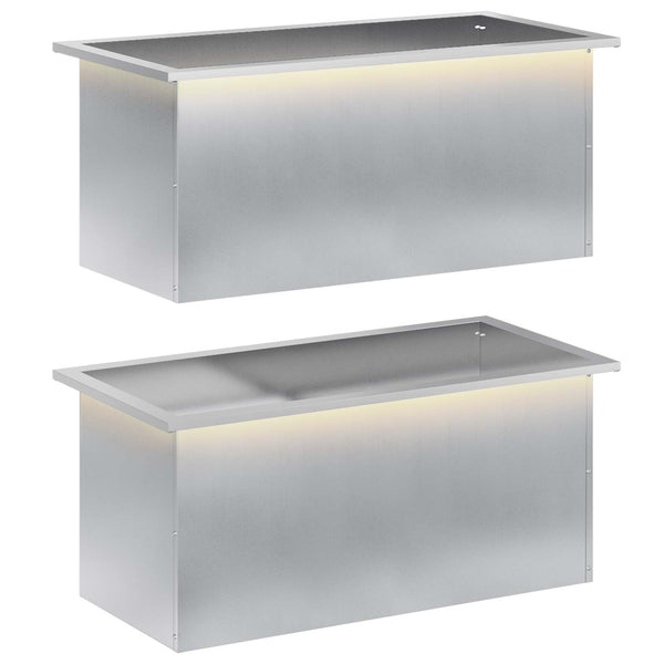 Puutarhan istutuslaatikko LED-valolla 2 kpl Hopea