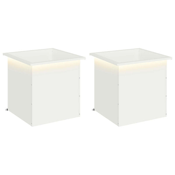 Puutarhan istutuslaatikko LED-valolla 2 kpl valkoinen