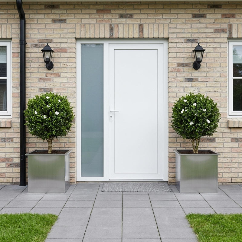 Puutarhan istutuslaatikko LED-valolla 2 kpl Hopea