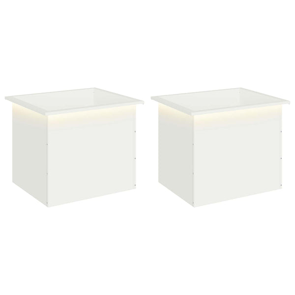 Puutarhan istutuslaatikko LED-valolla 2 kpl valkoinen