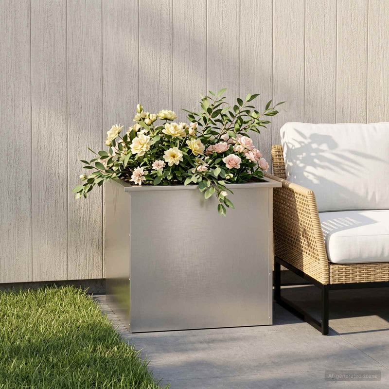 Puutarhan istutuslaatikko LED-valolla Hopea 50 x 60 x 48 cm