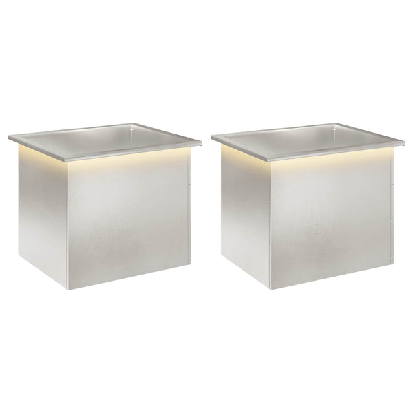 Puutarhan istutuslaatikko LED-valolla 2 kpl Hopea