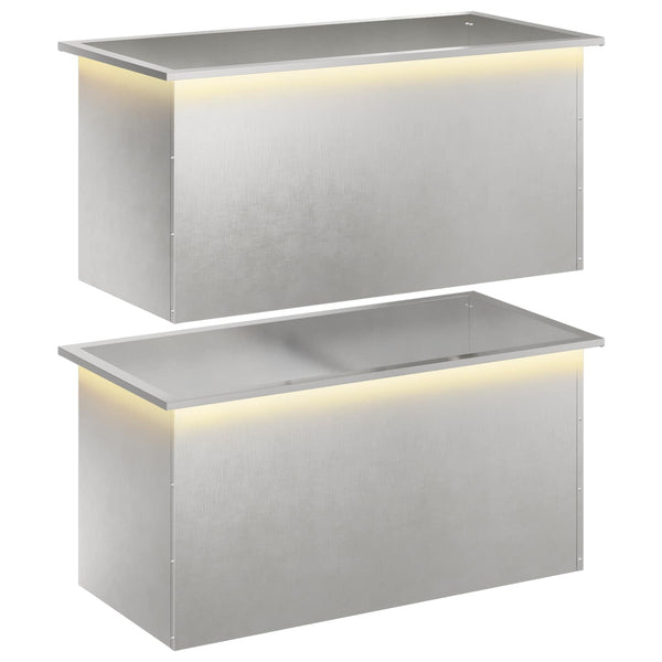 Puutarhan istutuslaatikko LED-valolla 2 kpl Hopea