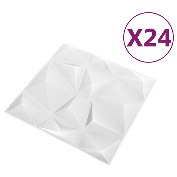 Seinäpaneelit 24 kpl 50 x 50 cm TimanttiValkoinen XPS Vaahdon