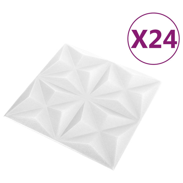 Seinäpaneelit 24 kpl 50 x 50 cm Origami Valkoinen XPS Vaahdon