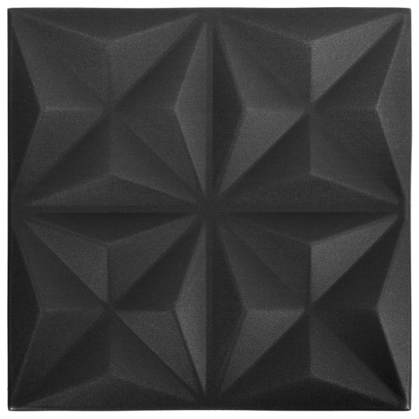 Seinäpaneelit 24 kpl 50 x 50 cm Origami Musta XPS Vaahdon