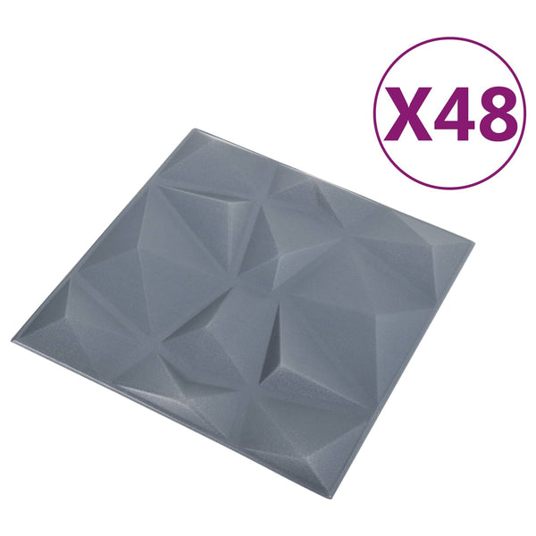 Seinäpaneelit 48 kpl 50 x 50 cm Timanttiharmaa XPS Vaahdon