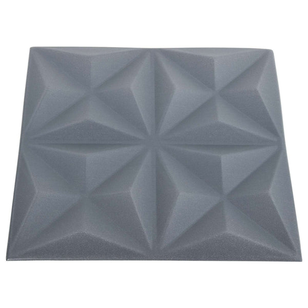 Seinäpaneelit 24 kpl 50 x 50 cm Origami Harmaa XPS Vaahdon