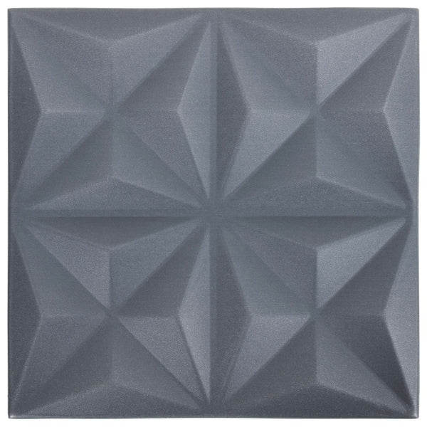 Seinäpaneelit 24 kpl 50 x 50 cm Origami Harmaa XPS Vaahdon