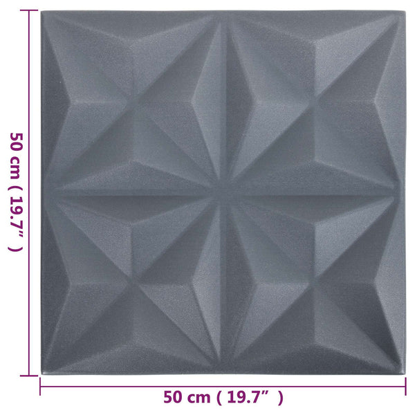 Seinäpaneelit 48 kpl 50 x 50 cm Origami Harmaa XPS Vaahdon