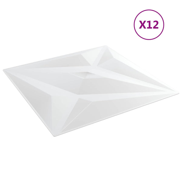 Seinäpaneelit 12 kpl 50 x 50 cm Valkoinen Tähti XPS Vaahdon