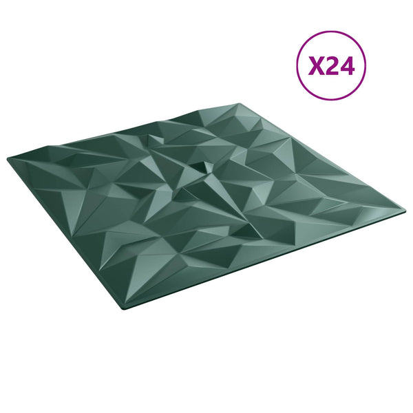 Seinäpaneelit 24 kpl 50 x 50 cm Ametistivihreä XPS Vaahdon