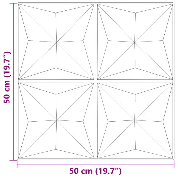 Seinäpaneelit 12 kpl 50 x 50 cm Origamivihreä XPS Vaahdon