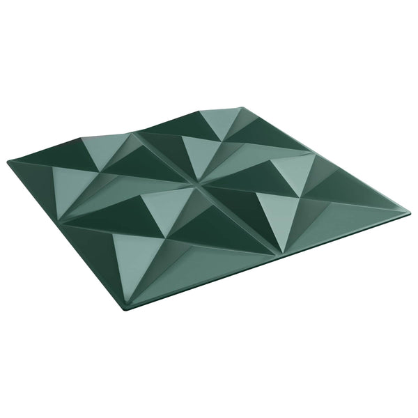 Seinäpaneelit 24 kpl 50 x 50 cm Origamivihreä XPS Vaahdon