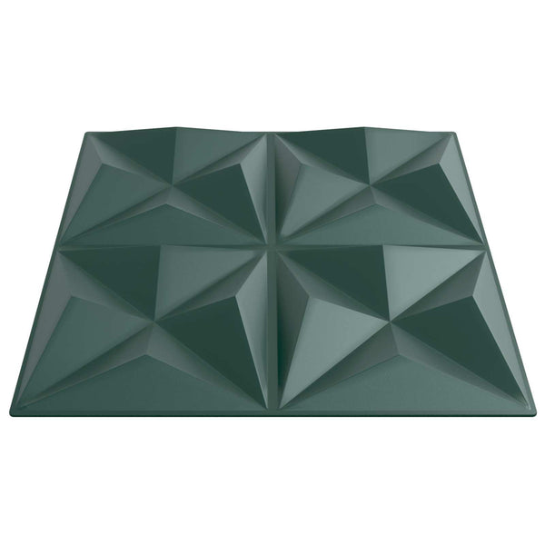 Seinäpaneelit 24 kpl 50 x 50 cm Origamivihreä XPS Vaahdon