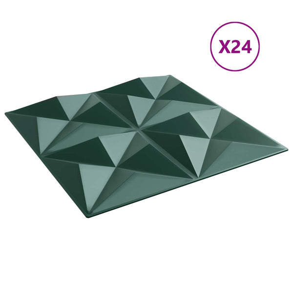 Seinäpaneelit 24 kpl 50 x 50 cm Origamivihreä XPS Vaahdon