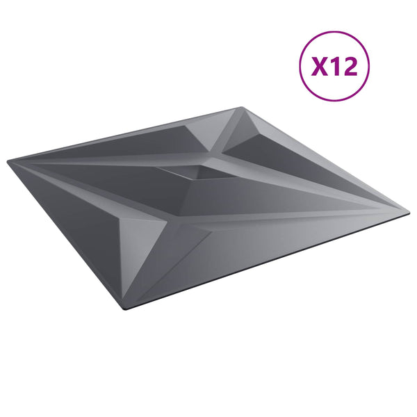 Seinäpaneelit 12 kpl 50 x 50 cm Tähtiharmaa XPS Vaahdon