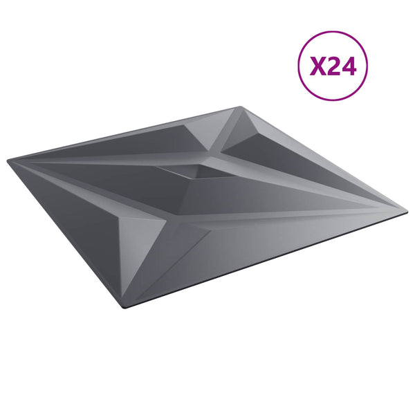 Seinäpaneelit 24 kpl 50 x 50 cm Tähtiharmaa XPS Vaahdon