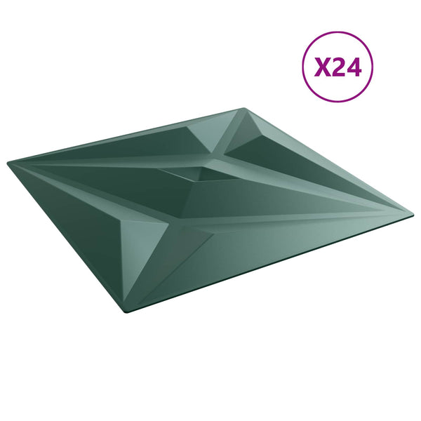 Seinäpaneelit 24 kpl 50 x 50 cm Tähtivihreä XPS Vaahdon