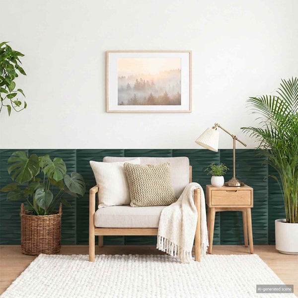 Seinäpaneelit 48 kpl 50 x 50 cm Kivilöyhkönvihreä XPS Vaahdon