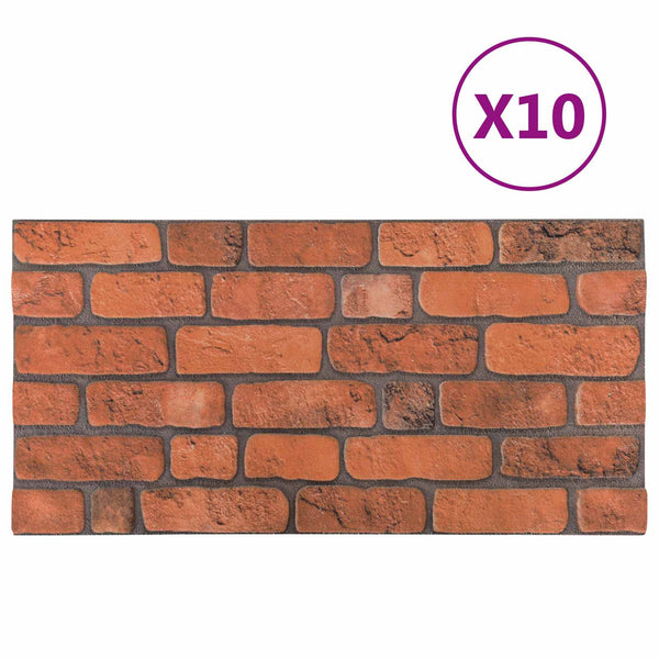 Seinäpaneelit 10 kpl 100 x 50 cm Terrakotta EPS vaahtomuovi