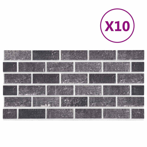 Seinäpaneelit 10 kpl 100 x 50 cm Mustat ja harmaa