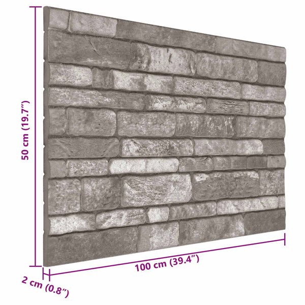 Seinäpaneelit 10 kpl 100 x 50 cm Tummanharmaa EPS vaahtomuovi