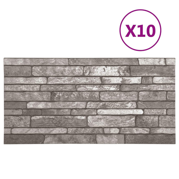 Seinäpaneelit 10 kpl 100 x 50 cm Tummanharmaa EPS vaahtomuovi