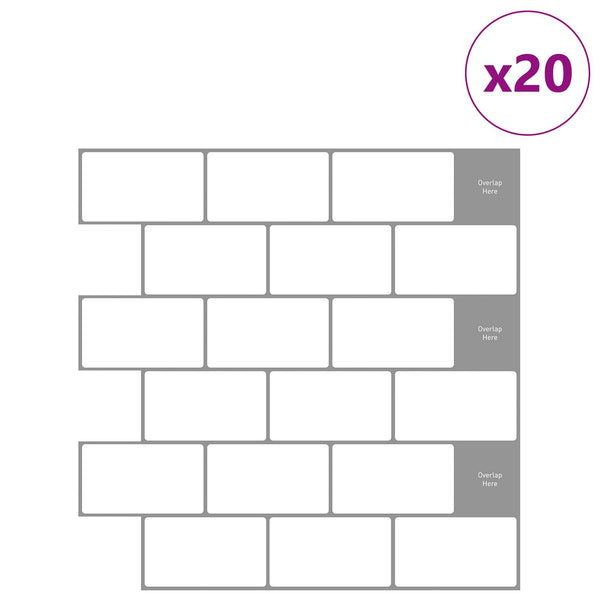 Metrolaatta 20 kpl Valkoinen harmaa 30 x 30 cm