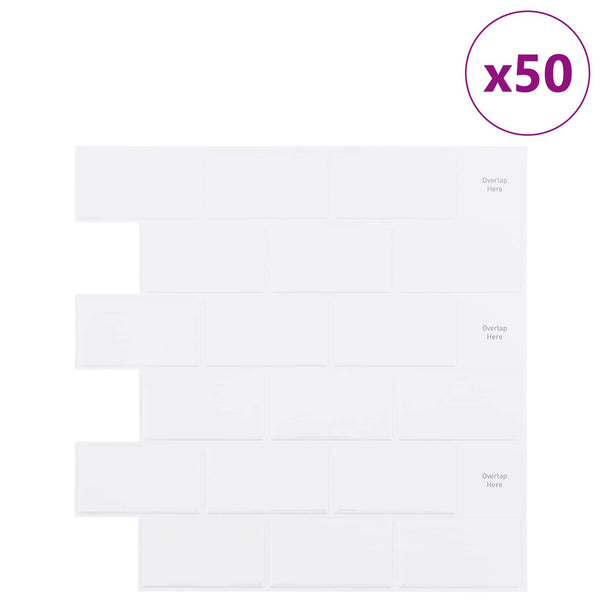 Metrolaatta 50 kpl valkoinen 30 x 30 cm Polyuretaani ja PET