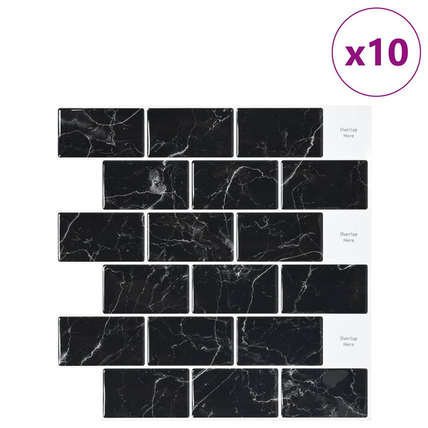 Metrolaatta 10 kpl Musta marmori 30 x 30 cm Polyuretaani ja PET