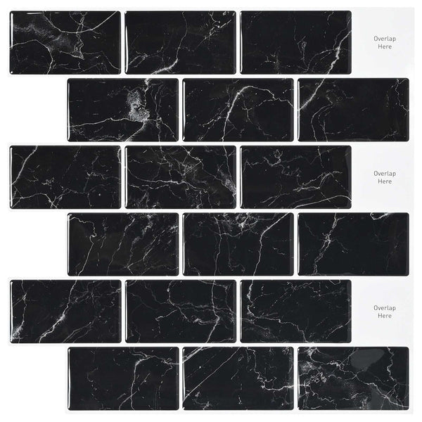 Metrolaatta 50 kpl Musta marmori 30 x 30 cm Polyuretaani ja PET