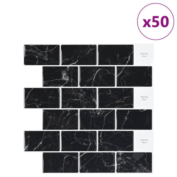 Metrolaatta 50 kpl Musta marmori 30 x 30 cm Polyuretaani ja PET