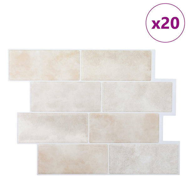 Metrolaatta 20 kpl Beige marmori 29 x 21 cm Polyuretaani ja PET